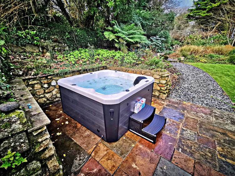 hot tub in a UK garden