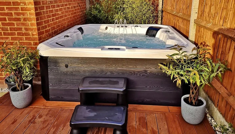 hot tub in a UK garden