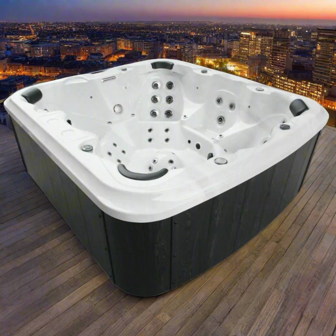7000 Series hot tub overlooking city